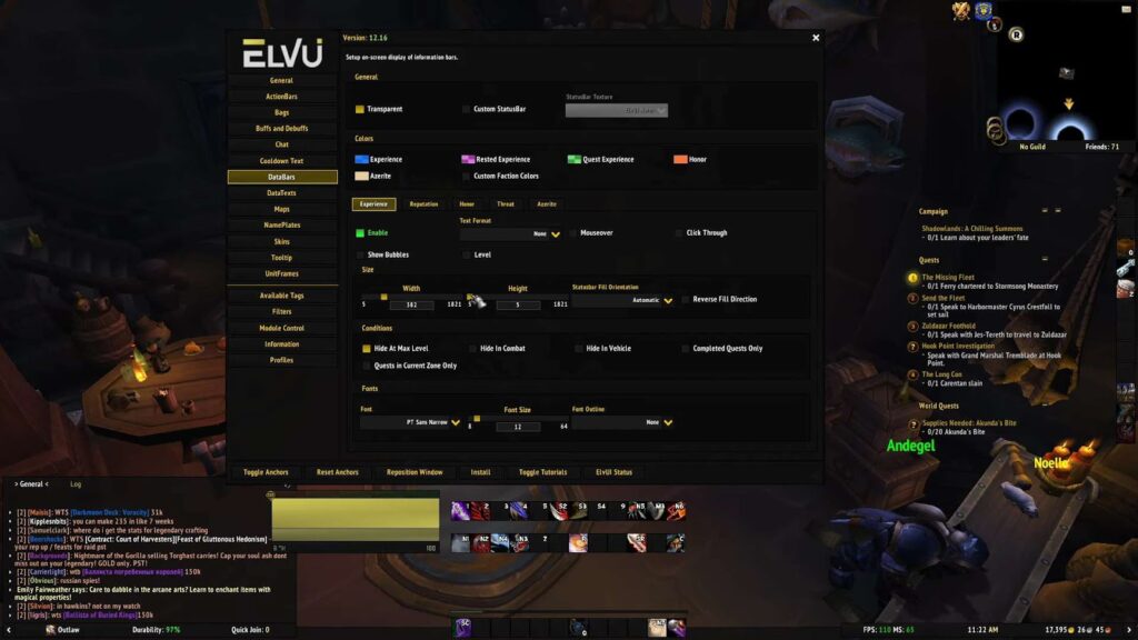 Process of how to use elvui