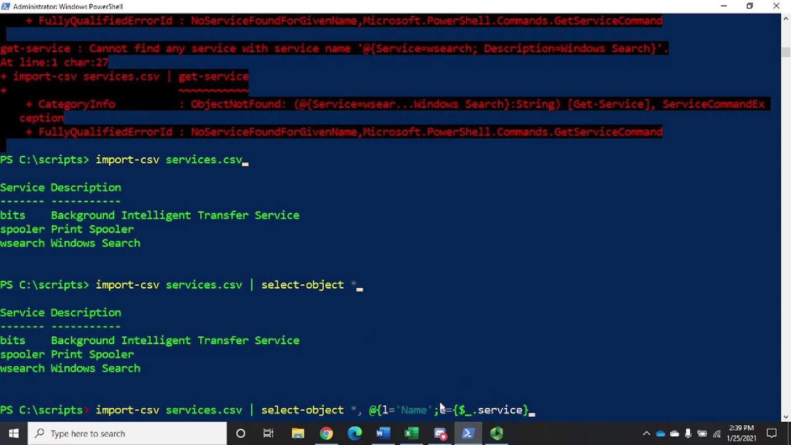 Process of pipeline input in powershell