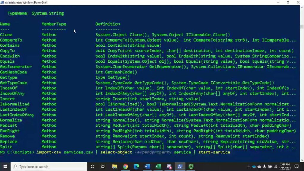 Process of pipeline input in powershell