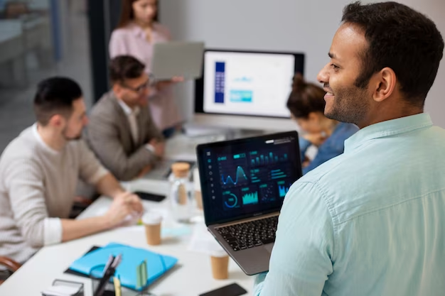 People working at a computer